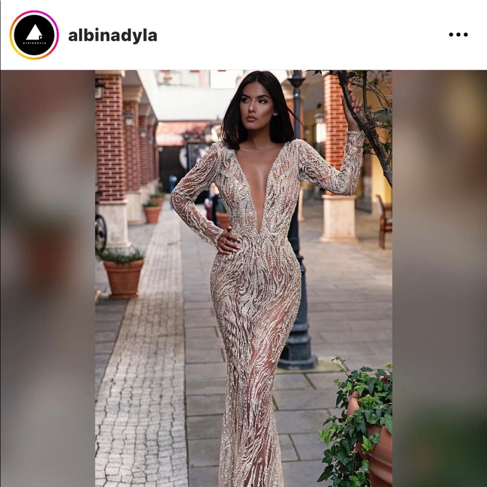 Albina Dyla Custom Couture Sheath Gown